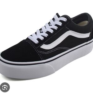 Vans Kids Old Skool Platform Black White Shoes